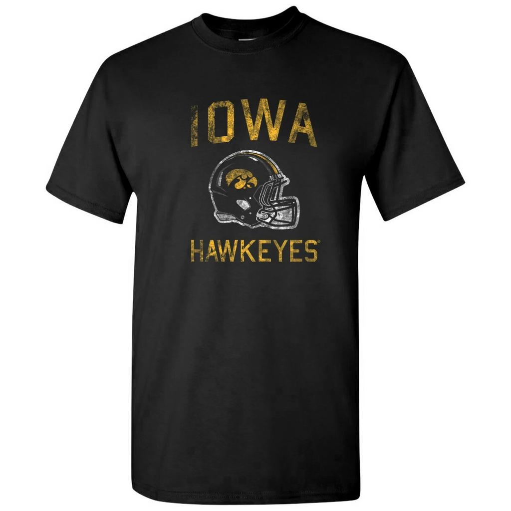 Iowa Hawkeyes Faded Football Helmet T Shirt - Black