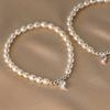 Handmade 925 Sterling Silver Freshwater Pearl Zircon Heart Shape Beaded Bracelet Women Fine Jewelry