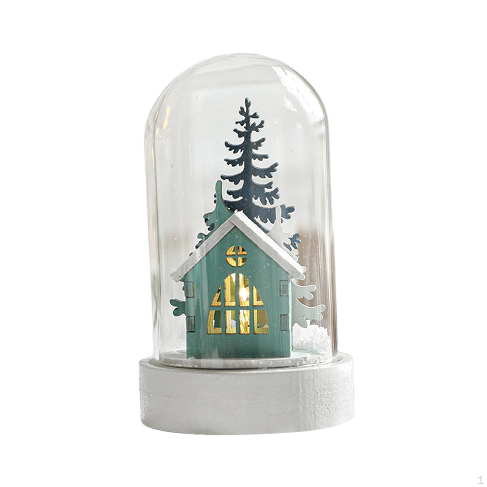 

Christmas Glass Tabletop Dome Decoration Home Luminous Ornament for Green House