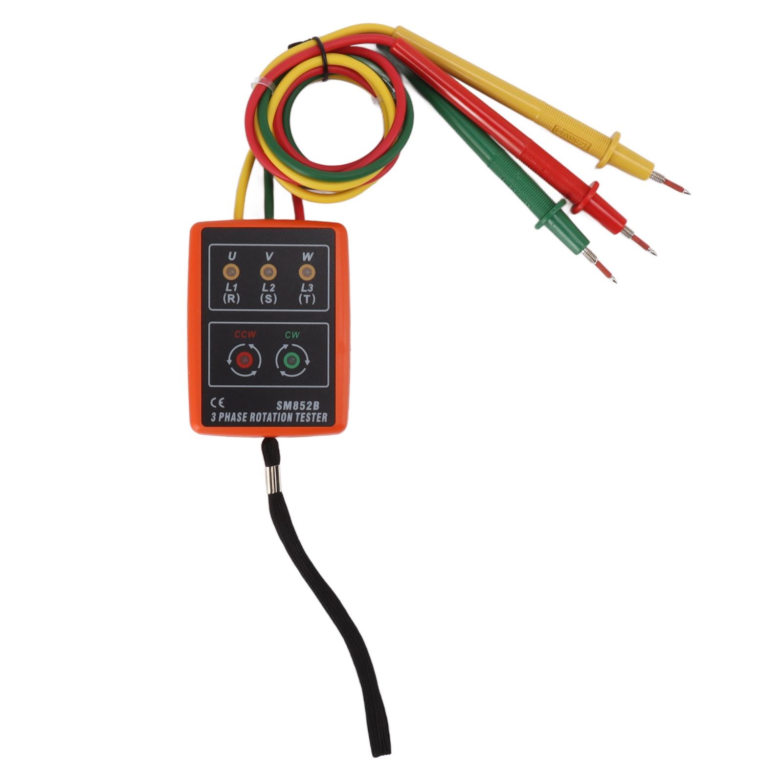 

60V‑600V Three Phase Sequence Meter High Efficiency AC Phase Rotation Tester with LED Indicator Detector