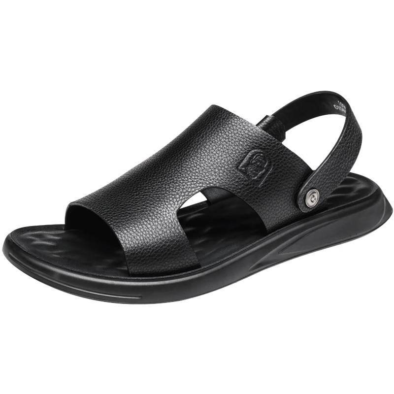 LAORENTOU Men s Leather Casual Beach Sandals 40
