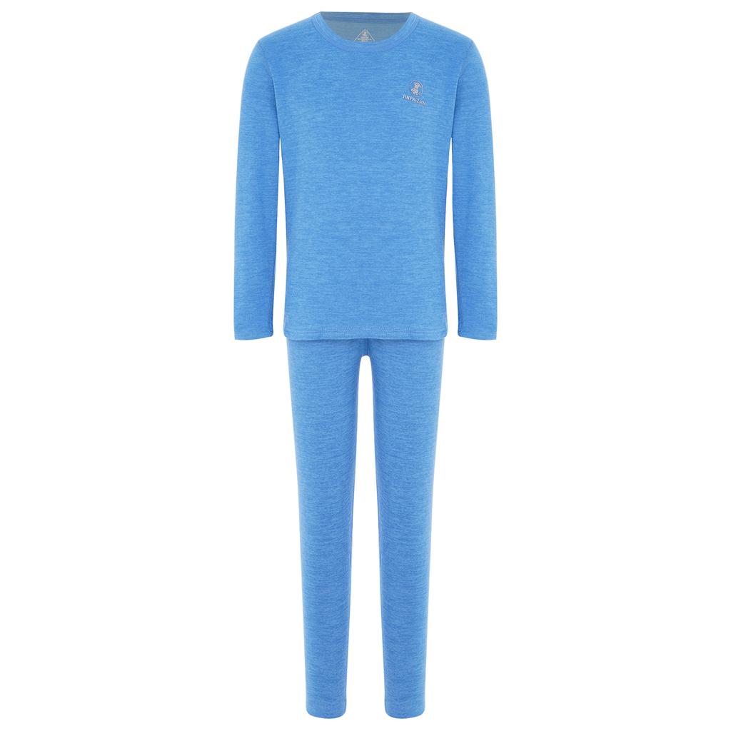 Dětská teplá souprava na doma 2dílná, Jednobarevné termotričko s dlouhým rukávem a kalhoty s elastickým pasem, Zimní spodní prádlo na spaní