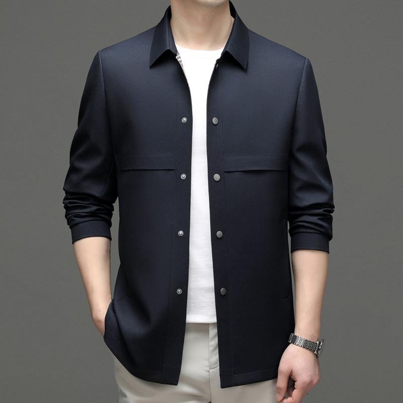 

Весна и осень Новая мужская ветровка средней длины, ветровка без утюга, модная красивая мужская молодежная куртка с лацканами M