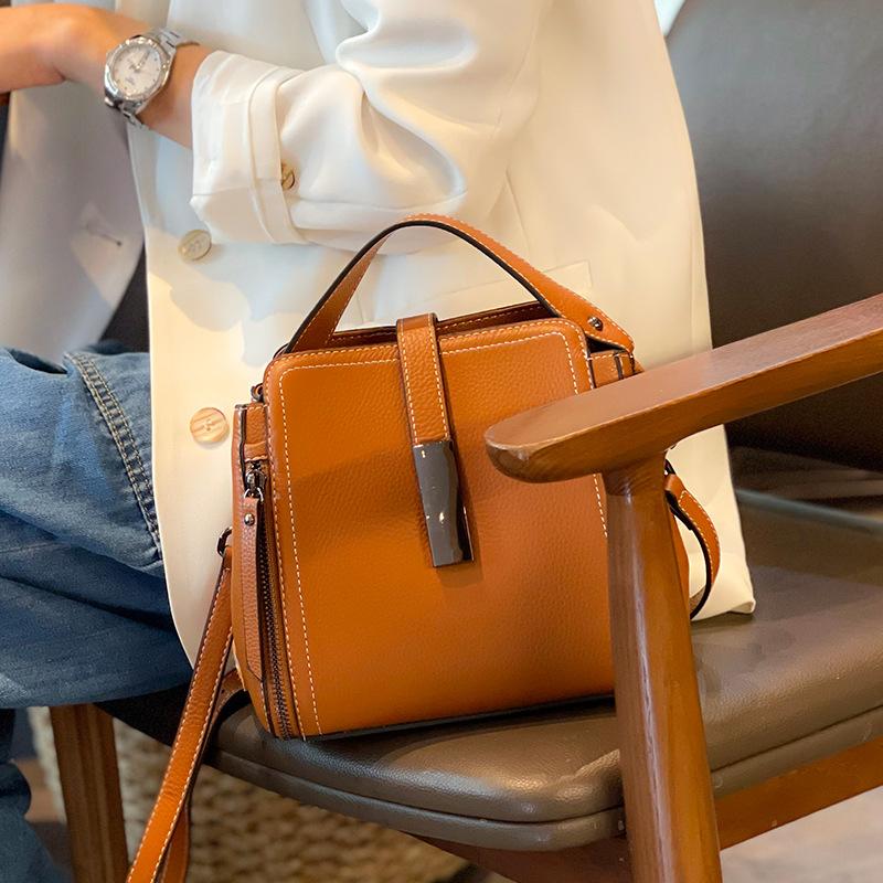 Foreign Trade Cowhide Bag for Women 2025 New Genuine Leather Women's Bag Single Shoulder Bag High-end Niche Design Handbag Crossbody Bag