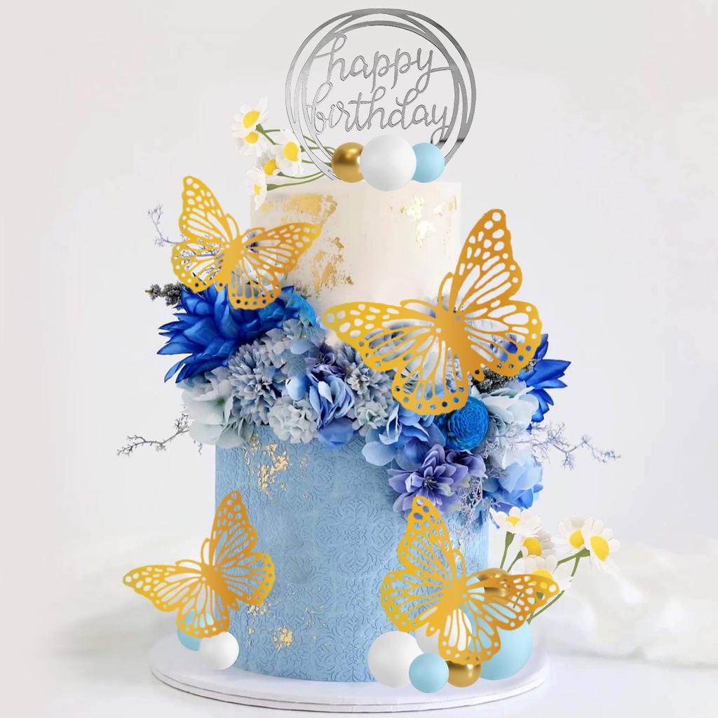 Grüne Kugeln Kuchenaufsatz Schmetterling Kuchendekorationen Happy Birthday Kuchenaufsatz für Hochzeit Babyparty Gänseblümchen Geburtstag