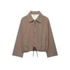 Womens Fall Casual Zip-up Jacket Slim Fit Turn-down Collar Long Sleeve Outerwear
