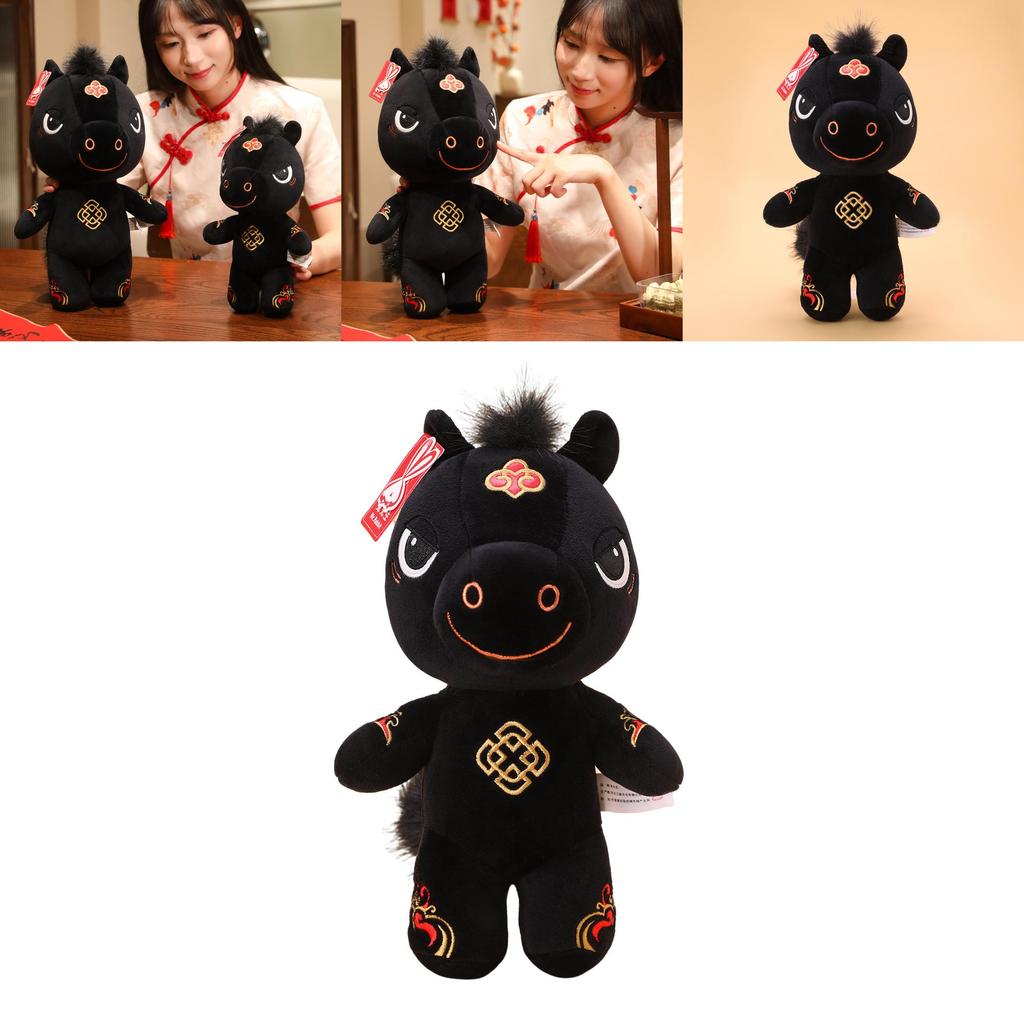 Horse Year Mascot Plush Toy With Soft Short Pile For Chinese New Year Gift