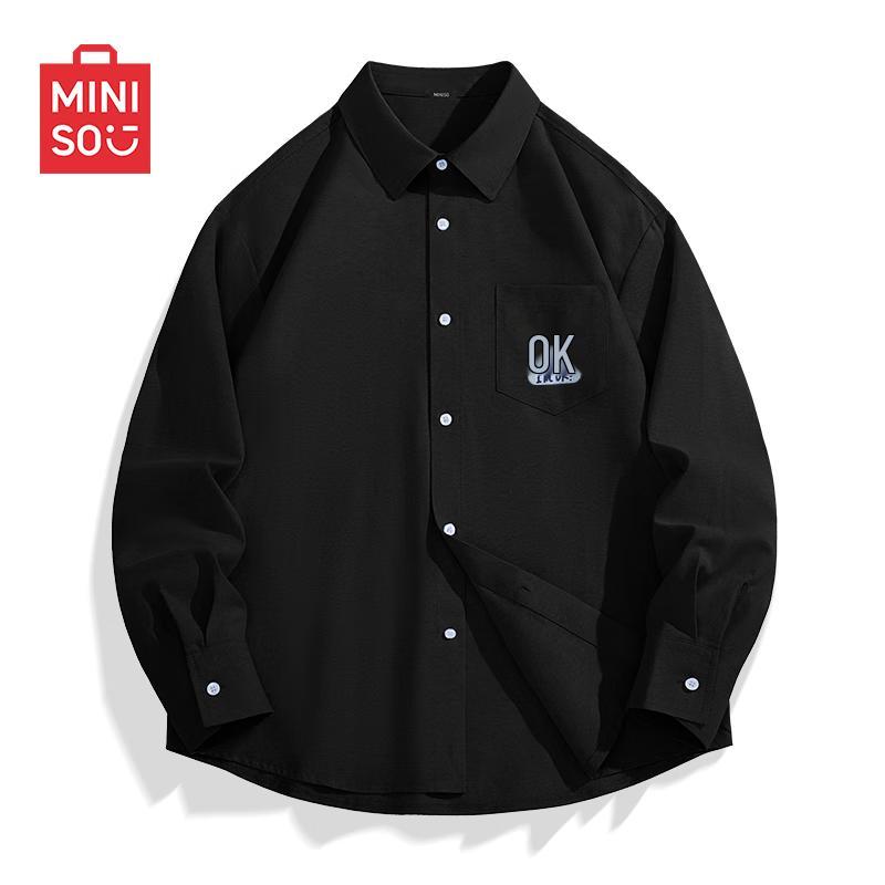 MINISO Мужская повседневная рубашка Оксфорд с длинным рукавом XL