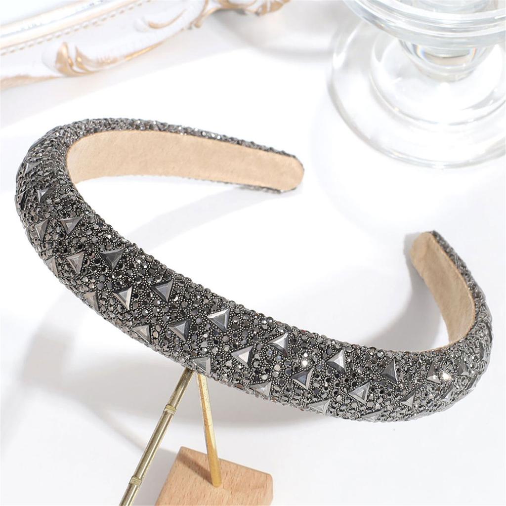 Shimmering Dark Rhinestones Headpiece Lightweight Headbands Adjustable Design For Celebrations Professional Use