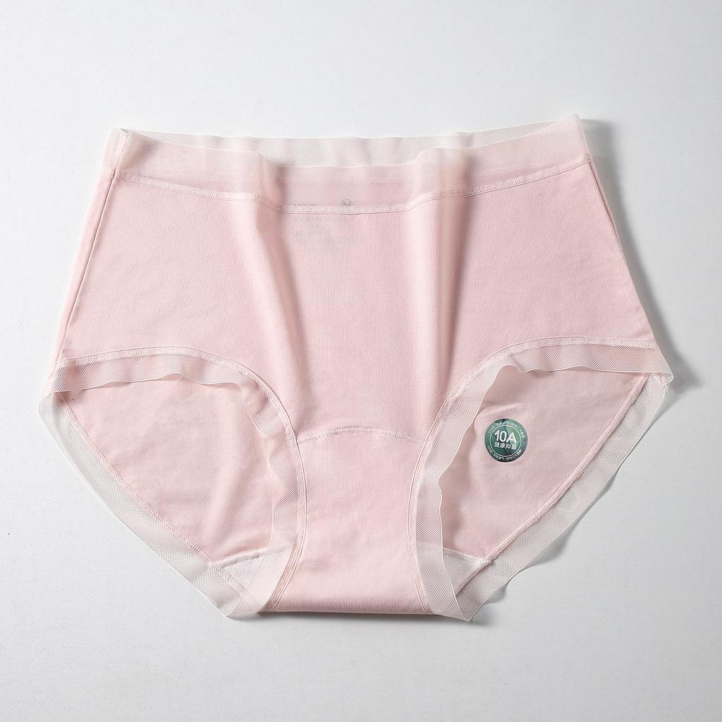 Women's Spring and Summer Lace Side Skin Friendly Breathable Antibacterial Middle Waist Triangle Briefs