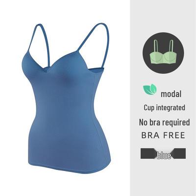 Women's Sexy Deep V Modal Camisole with Fixed Cups and Beautiful Back Design