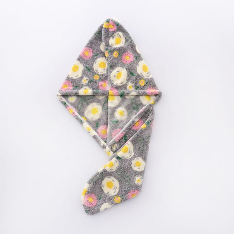 

2 Collection of flower dried hair cap coral fleece shower dry hair towel essential designed for Restroom and bedroom