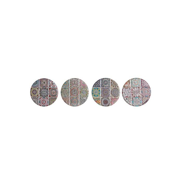 Cork Coasters - Home ESPRIT - Indian Mandala - Relief - Multicoloured - 10.8x10.8 Cm - Square - Hand Wash