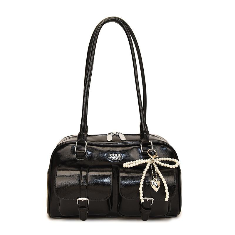 

Commuter Small Women s Handbag Boston Large Capaci Bowling Bag Soft Square PU Leather Faionable oulder Crossbody Bag