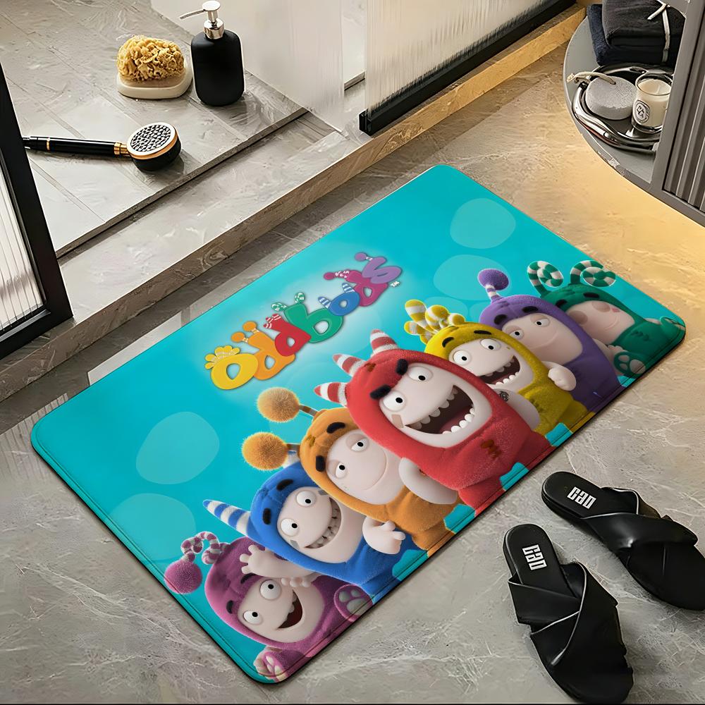 Tappetino per Pavimento O-Oddbods Cartone Animato Tappetino Morbido in Flanella per Porta d'Ingresso Antiscivolo Assorbente Tappeto per Pavimento per Bagno Camera da Letto