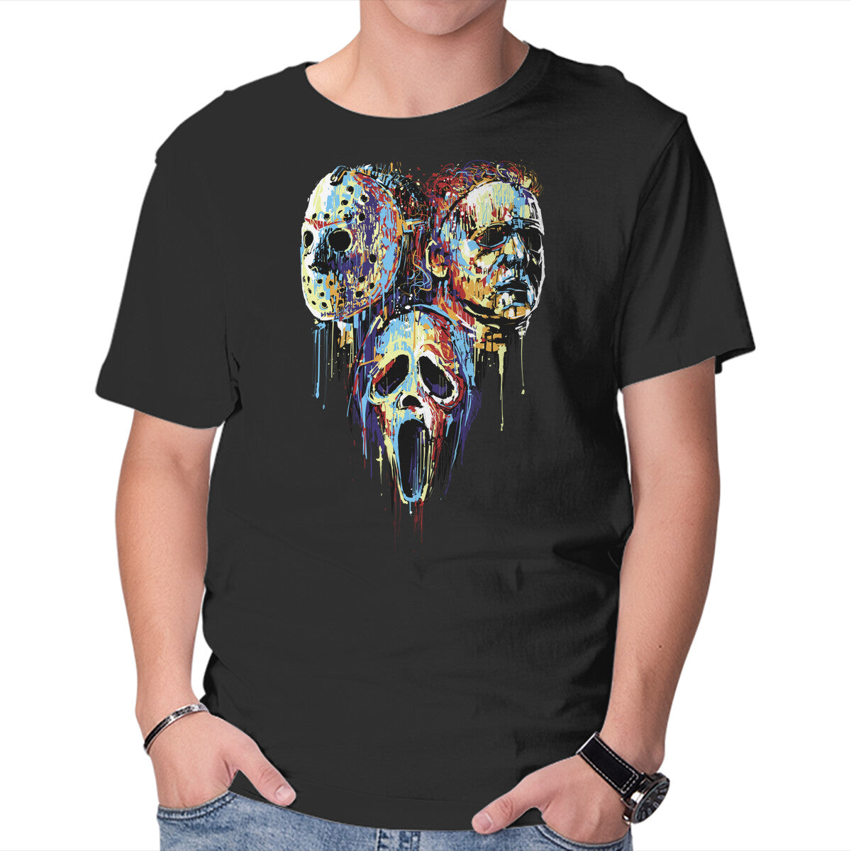 Unisex Crew Neck T-Shirt Slashers Painting Graphic Short Sleeve Casual Tee XS