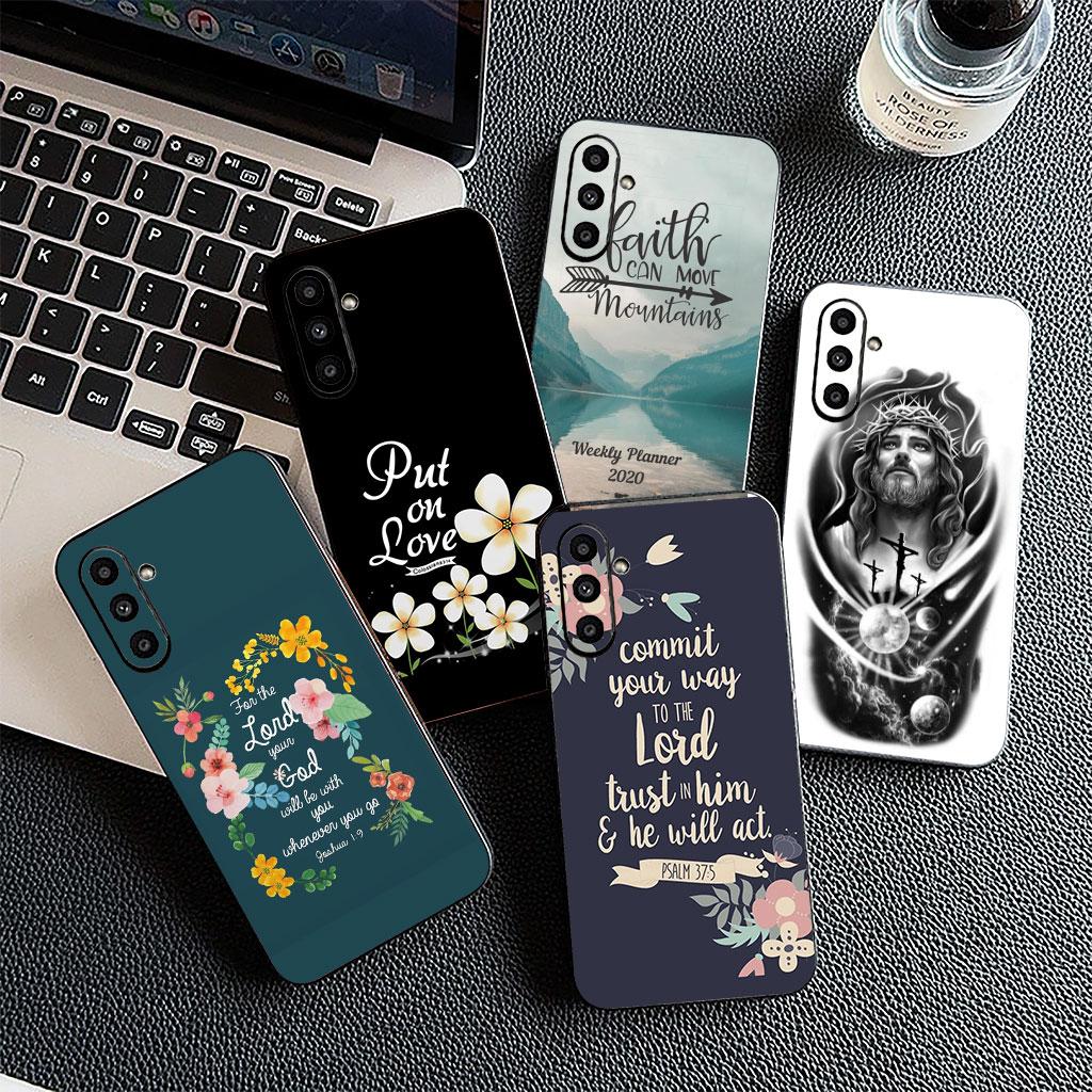 Cover for Samsung Galaxy A05 A06 A14 A50 A51 A52 A12 A13 A17 A70 A07 A25 A26 A56 A23 M53 Case Jesus Bible Verse Christian God
