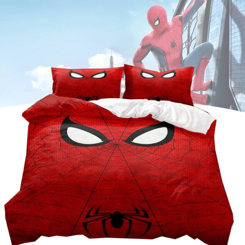Spiderman Printed Bed Set With Reactive Dyeing And Brushed Fabric For Bedroom Decor