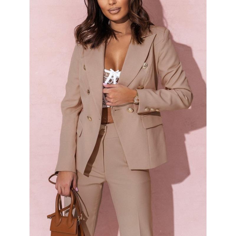 DICFY Women's Vintage Casual Solid Color Print Autumn Winter Long Sleeve POLO Neck Jackets & Coats