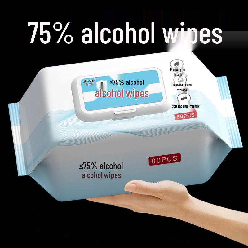 Alcohol Disinfectant Wipes - 80 Large Disposable Wet Wipes for Household Cleaning
