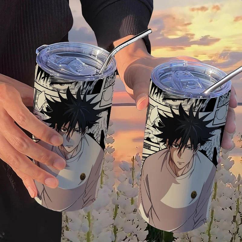 Jujutsu Kaisen Yuji Hrneček 500 ml Satoru Gojo Nerezová Ocel Cestovní Termohrnek Izolované Brčko Hrneček na Kávu Dárek Pro Děti