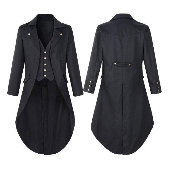 Slim-Fit Tuxedo Jacket Lapel Long-Sleeved Retro Dress Jacket Medieval Style Suit Jacket Festive Parties Wear
