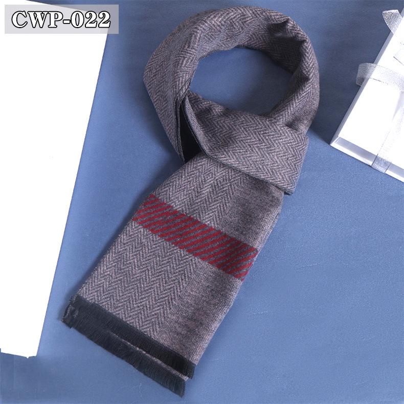2025 Winter Men's Black Grey Plaid Imitation Cashmere Scarf