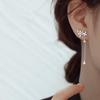 Banyan Tree S925 Silver Tassel Earrings - Elegant Diamond Flower Design for Women