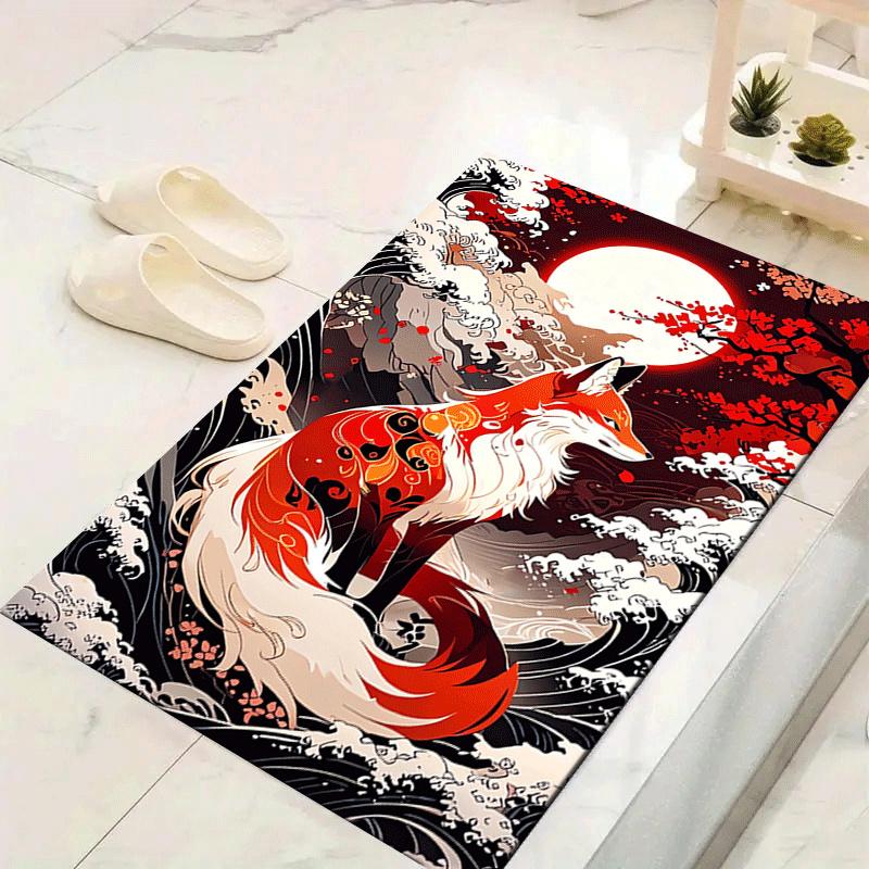 1pc Mysterious Fox Print, Design Indoor Area Rug, Soft, Anti-Slip, and Durable Gaming Room Decor for Bedroom, Living Room, and Exercise Rugs
