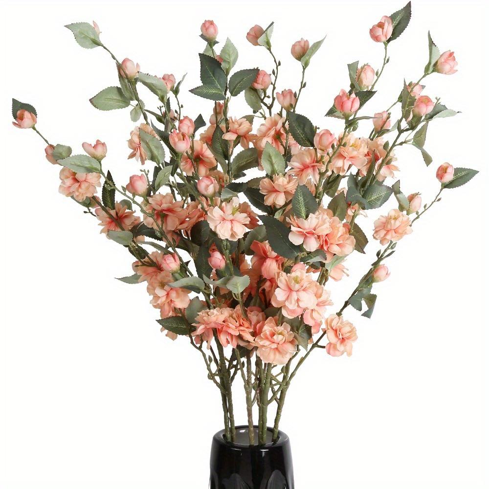6 Pcs 90cm Silk Blossom Fake Flower Branches Artificial Camellia Flower with Long Stem for Home Wedding Arrangement Party Table Centerpiece Decoration
