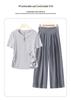 Mom's 2026 Summer Set: Short-Sleeve T-Shirt & Wide-Leg Pants for Middle-Aged and Elderly Women