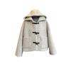Korean Style Quilted Woolen Hooded Coat with Horn Buttons - Versatile Winter Wear