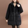 Women's Plus Size Mid-Length Winter Fashion Lambswool Cotton-Padded Jacket - Versatile, Warm, and Stylish Patchwork Coat.