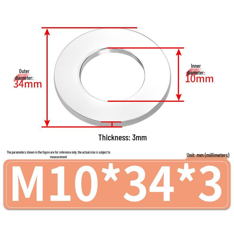 Jin Juntai Thick & Thin Stainless Steel Flat Washer, Round M10-M36