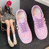 Modische Gürtelschnalle Retro Gelb Deutsche Trainingsschuhe Damen Frühling und Sommer Neu Leder Weiche Sohle Bequeme Lässige Sportschuhe