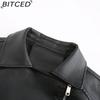 BITCED Fashion Knitted Leather Jacket for Women with Straps Trendy Clothing Casual Jacket