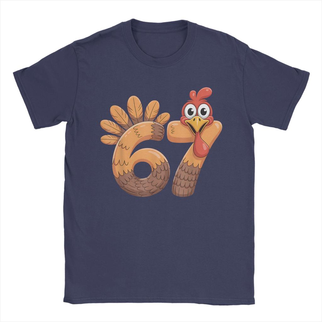 67 Thanksgiving Funny Turkey Thanksgiving 67 Turkey T-Shirt for Men Pure Cotton Tees Round Collar Short Sleeve T Shirt Clothing