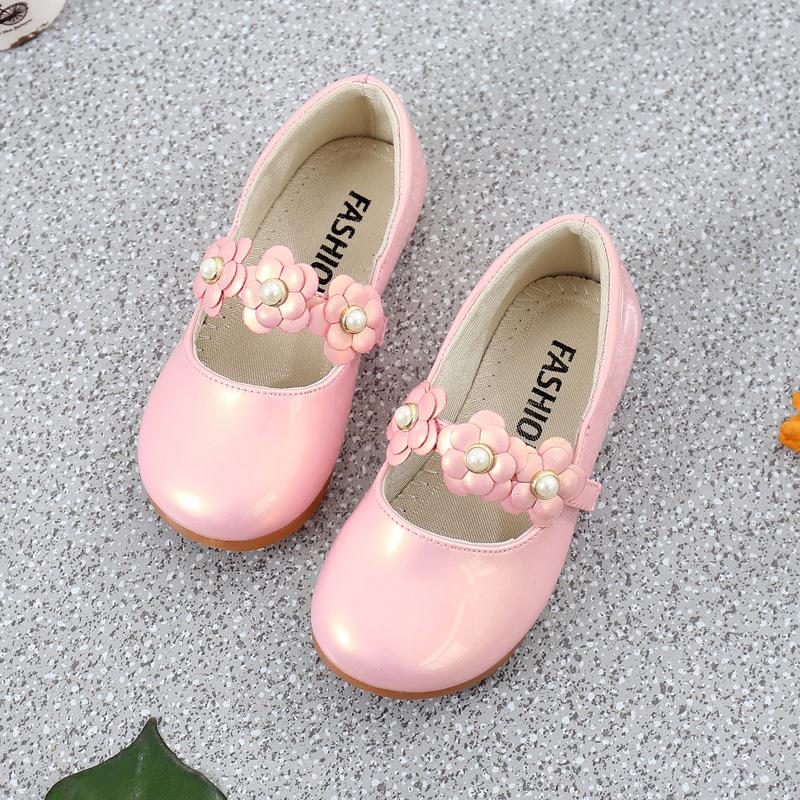 Baby Moccasins Kids Dress Shoes for Party Autumn Girls Leather Flats with Flowers Princess Sweet Children Shoes for School 26-36