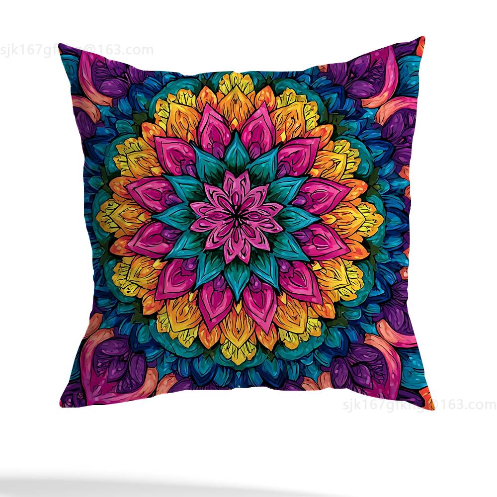 Flower Of Life Mandala Pillow Case Sofa Living Room Bedroom Headboard Backrest Cushion Square Cushion Nap Time