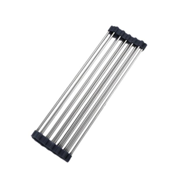 Foldable Stainless Steel Dish Drainer Roll Up Dish Drying Rack Shelf Kitchen Sink Holder Organizer Bowl Tableware Plate Storage