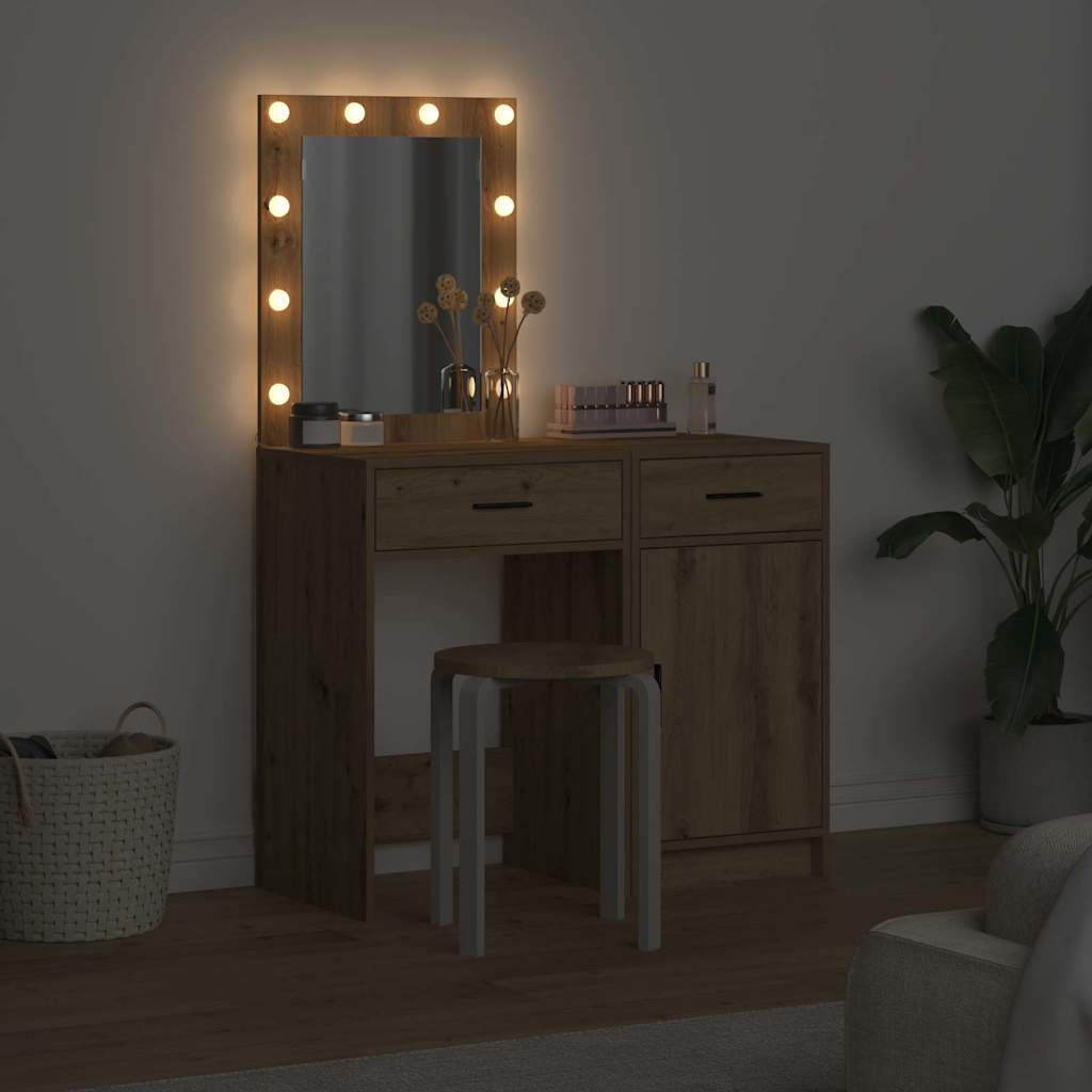 Makeup Table with Door 2 pcs Brown 50 x 41 x 135 cm Particleboard