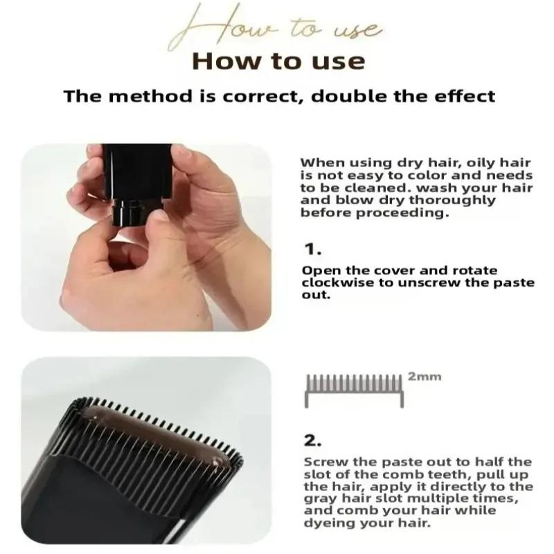 Hair Dye Stick with Comb 2 in1 Temporary Hair Coloring Covered White Hairs Long Lasting Hairline Pen Washable Black Brown Coffee