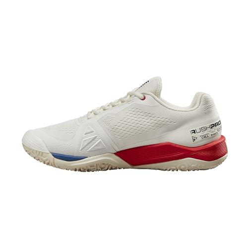Wilson Rush PRO Omni (Rush Pro 4.0 Omni) Men's, Snow White Red/Deja Vu Blue, Size 27.5cm