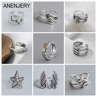 Inel înnodat cu pene de stea cu litere de noroc Bărbați, femei, artizanat vintage, culoare thailandeză, ornamente de petrecere hip hop, anillos