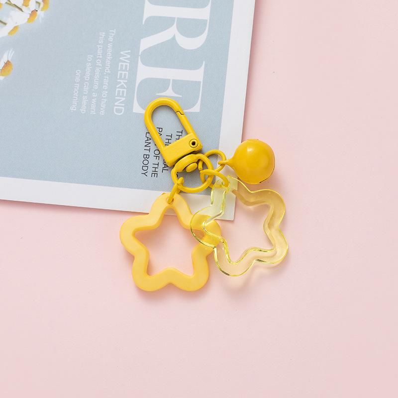 2pcs Korean Version of Ins Small Fresh Color Small Star Bell Keychain Candy Color Keyring Pendant Women Bag Keychain Accessories