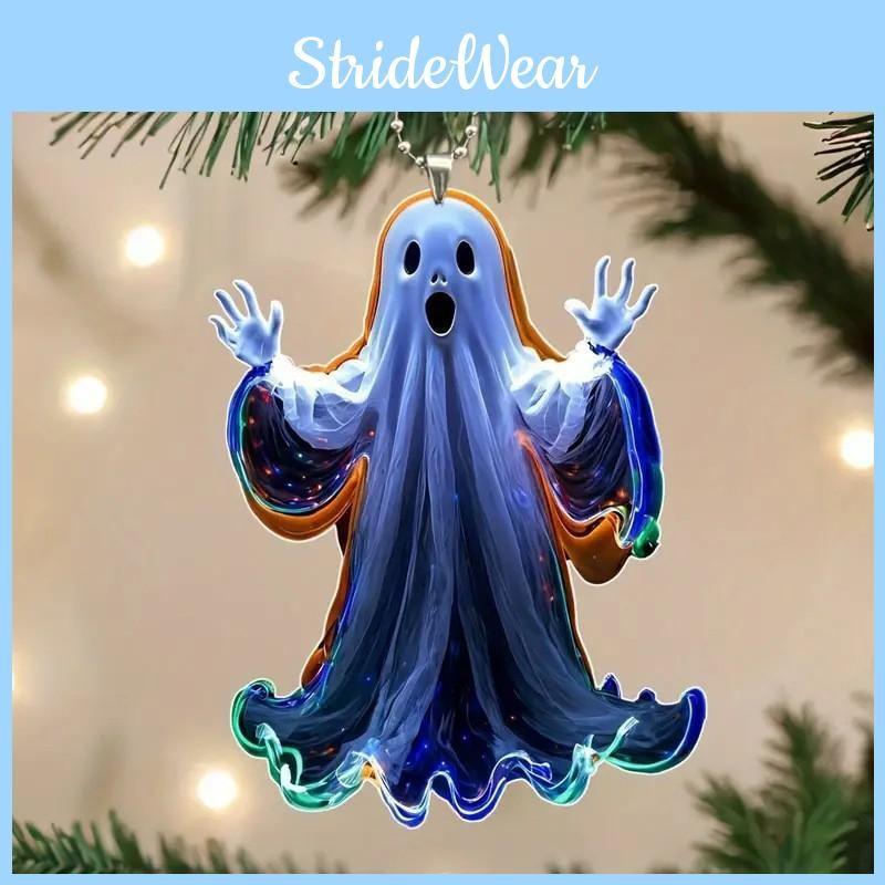 Design Luminous Ghost Acrylic Car Pendant Halloween For Car Interior Decoration