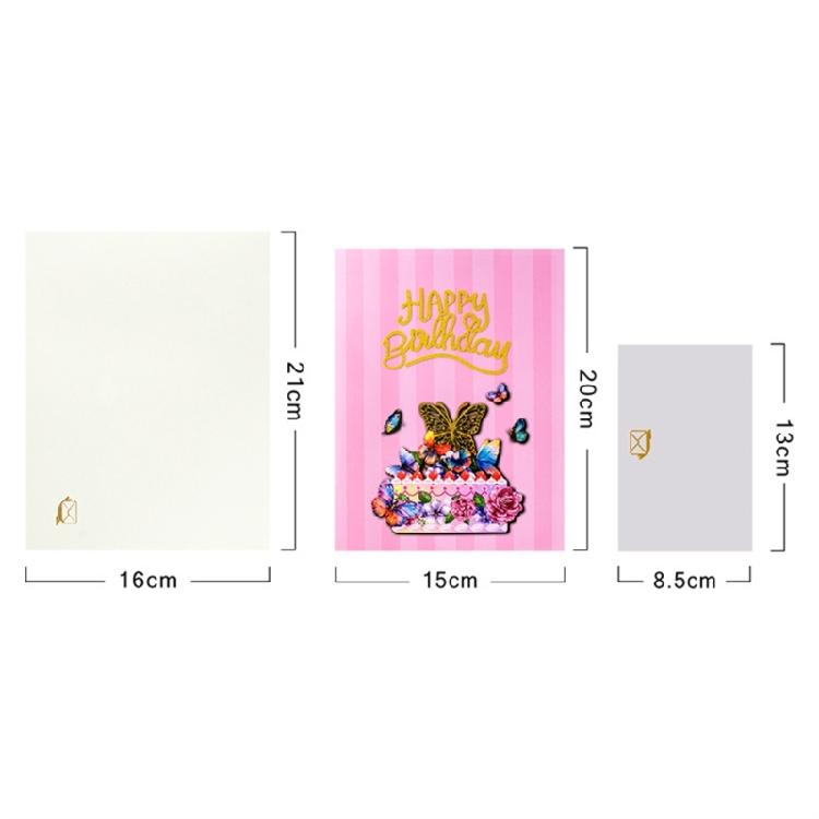 Delicate Cake Butterfly Design Foldable Greeting Card With Writing Space Handcrafted Birthday Card with Envelope