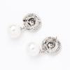 New product temperament: diamond-inlaid white rose stud earrings, simple and versatile, imitation pearl earrings, 925 silver needle earrings, earrings