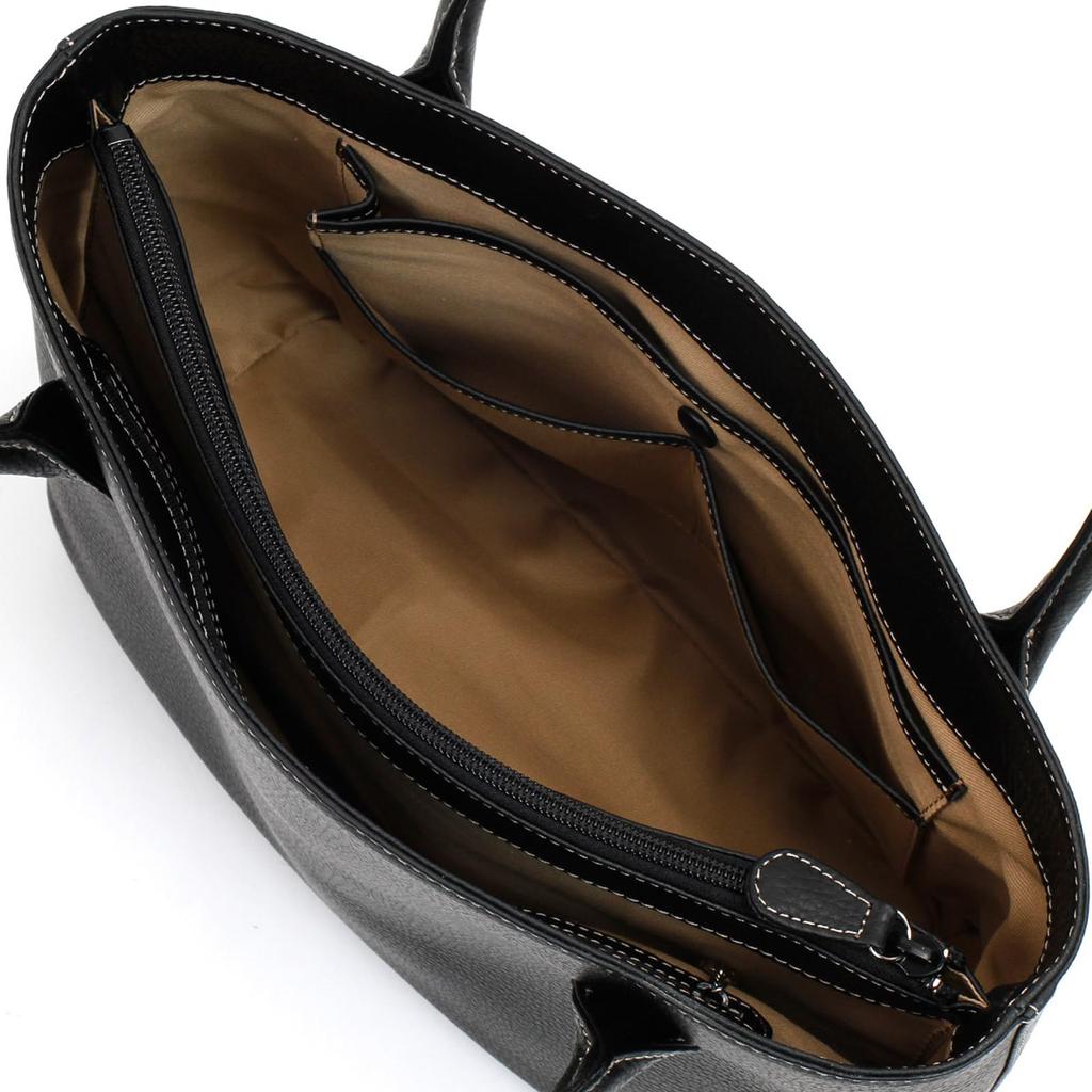 Geantă cu etichete K mark compatibilă cu formatul A4, bej, cusătură 15521 [Kitamura], semi-umăr Y-1312, pentru femei, negru/nisipiu [Negru]