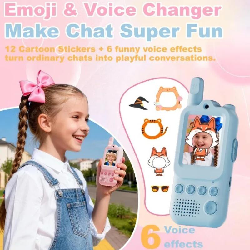 New Upgraded Video Walkie Talkies for Kids 2 Pcs Chat Games Long Range Rechargeable Outdoor Camping Toys Boys Girls Birthday Gift with Camera Function